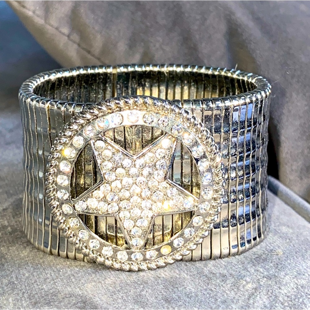 ⭐️STAR Silver Sparkle Stretch Bracelet⭐️WIDE Look✨Fun!⭐️